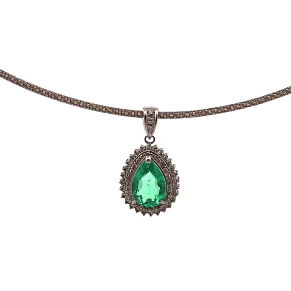 K18/Pt900 エメラルド・ダイヤモンド ネックレス/ペンダントトップ 2.07・0.71ct
