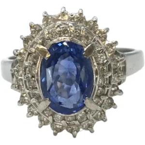 Pt・Pm900 サファイア・ダイヤモンド リング 約8.6×6.6ct