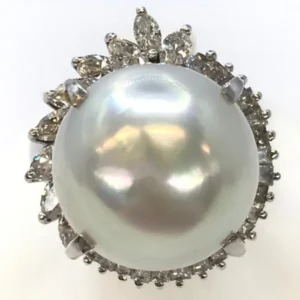 Pt・Pm900 パール・ダイヤ 約13Φ・1.43ct