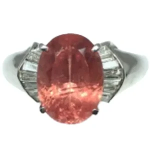 Pt・Pm900 ロードクロサイト・ダイヤモンド リング 5.1 ct D0.33 ct
