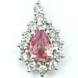 Pt･Pm900 パパラチアサファイア・ダイヤモンド 0.357・0.25ct