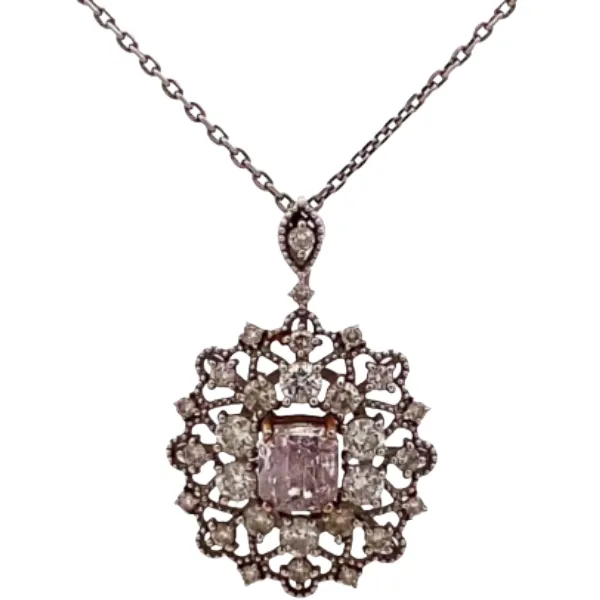 Pt850/Pt950 カラーダイヤ・ダイヤモンド ネックレス/ペンダントトップ 0.981・0.84ct