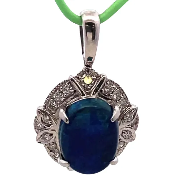 Pt･Pm900 ブラックオパール・ダイヤモンド ネックレス/ペンダントトップ 2.03・0.22ct