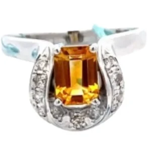 Pt･Pm900 シトリン・ダイヤモンド リング 0.89 ct D0.2 ct