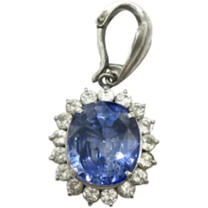 Pt･Pm900 ブルーサファイア・ダイヤモンド ネックレス/ペンダントトップ 6.53・0.87ct