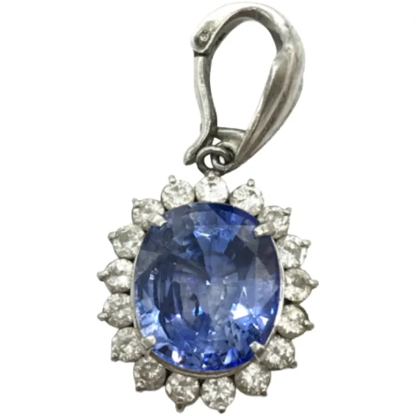 Pt･Pm900 ブルーサファイア・ダイヤモンド ネックレス/ペンダントトップ 6.53・0.87ct