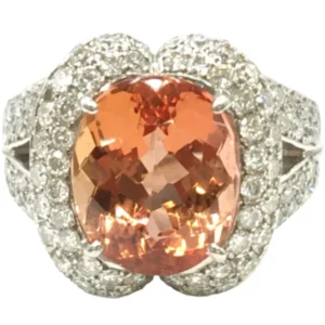Pt･Pm900 インペリアルトパーズ・ダイヤモンド リング 6.26・1.42ct