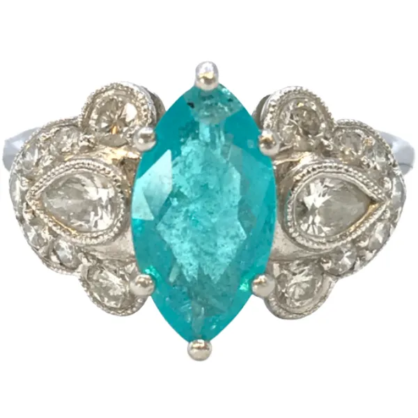 Pt･Pm900 トルマリン・ダイヤモンド リング 1.04・D0.68ct