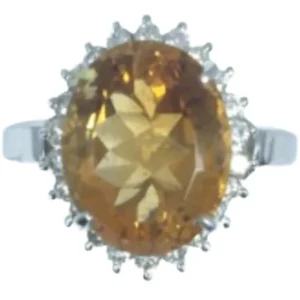 Pt･Pm900 シトリン・ダイヤモンド リング 4.79 ct 0.36 ct