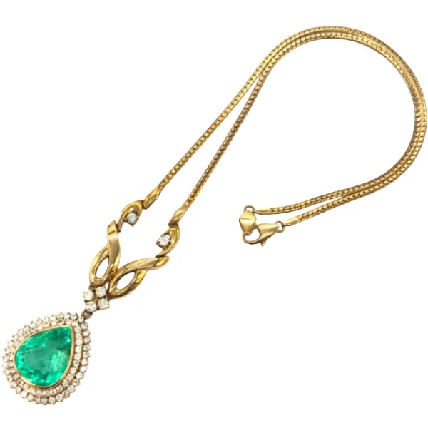 K18 コロンビア産エメラルド・ダイヤモンド ネックレス/ペンダントトップ 8.17・1.73ct
