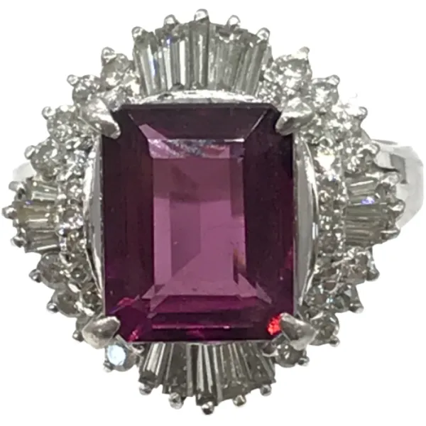 Pt･Pm900 ロードライトガーネット・ダイヤモンド リング 4.93・D1.04ct