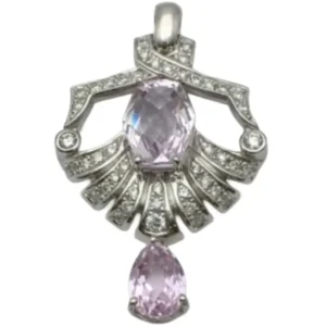 K18WG クンツァイト・ダイヤモンド ネックレスペンダントトップ 4.983 ct D0.71・2.740 ct
