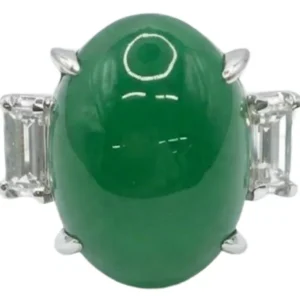 Pt・Pm900 翡翠・ダイヤ 13.45・0.74ct