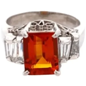 Pt･Pm900 シトリン・ダイヤモンド リング 1.26 ct