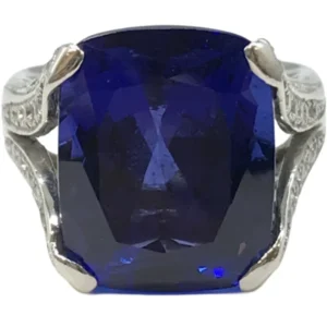 Pt・Pm900 タンザナイト・ダイヤモンド リング 14.74・D0.94ct