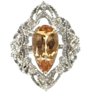 K18WG インペリアルトパーズ・ダイヤモンド リング 2.93・0.5ct