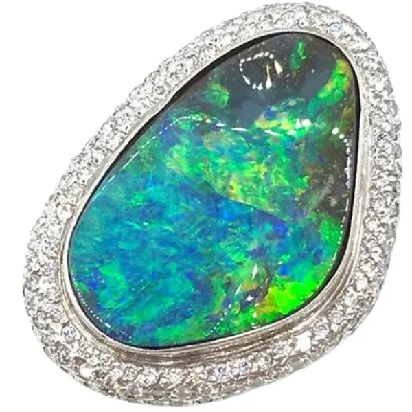 K18WG ボルダーオパール・ダイヤモンド 23.93・D1.46ct