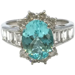 Pt･Pm900 パライバトルマリン・ダイヤモンド リング 1.82・D1.57ct