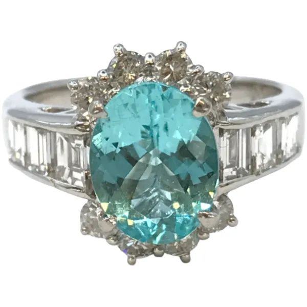 Pt･Pm900 パライバトルマリン・ダイヤモンド リング 1.82・D1.57ct