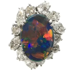 Pt･Pm900 ブラックオパール・ダイヤ 6.003・D3.24ct