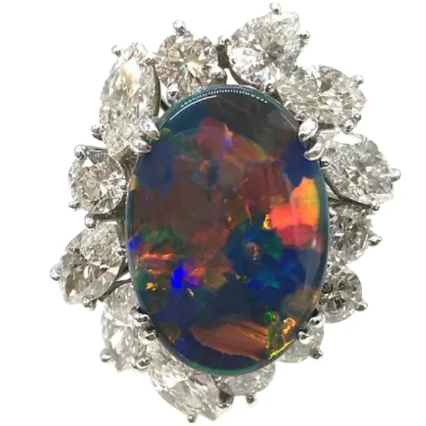 Pt･Pm900 ブラックオパール・ダイヤモンド 6.003・D3.24ct