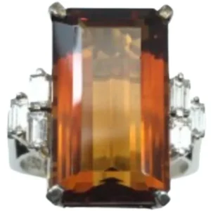 Pt･Pm900 シトリン・ダイヤモンド リング 8.5 ct