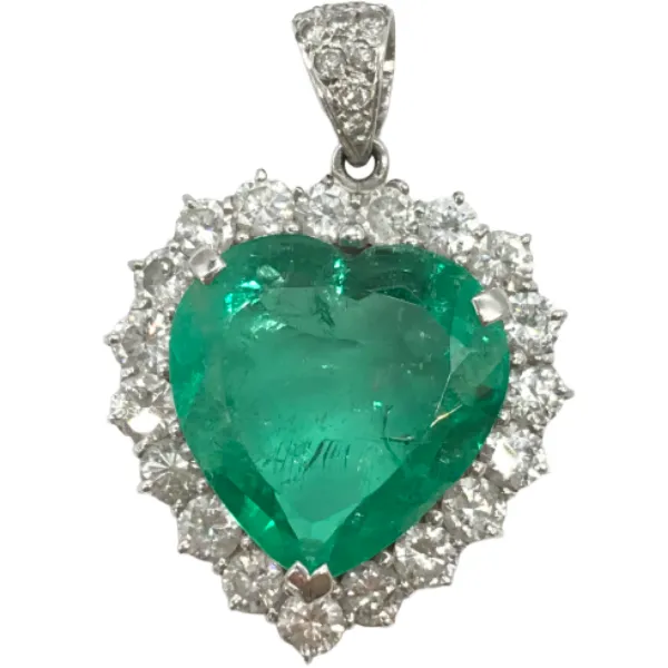 Pt･Pm900 コロンビア産エメラルド・ダイヤモンド ネックレス/ペンダントトップ 8.07・D1.993ct