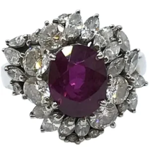 Pt・Pm900 ルビー・ダイヤ 3.36・2.25ct