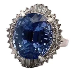Pt･Pm900 スリランカ産ブルーサファイア・ダイヤ 11.8・D0.74ct