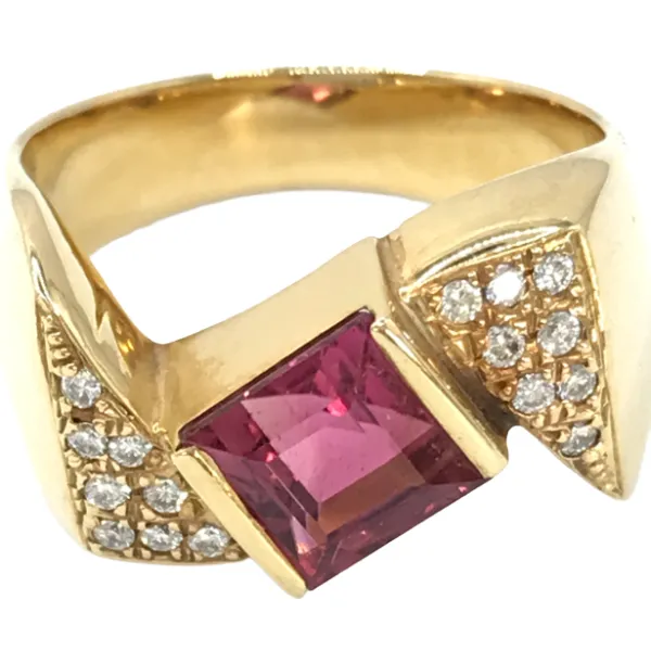 K18 ピンクトルマリン・ダイヤモンド リング 1.93・0.15ct
