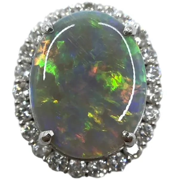 Pt･Pm900 オパール・ダイヤモンド 2.8・D0.47ct