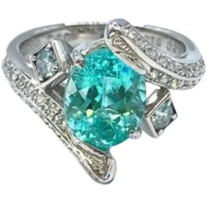 Pt・Pm900 パライバトルマリン・多色石 2.608・0.27・0.16ct