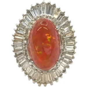 Pt･Pm900 ファイヤーオパール・ダイヤモンド リング 5.48・D1.54ct