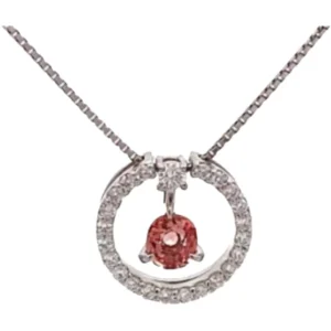 Pt850/Pt900 非加熱パパラチアサファイア・ダイヤモンド ネックレス/ネックレストップ 0.354 ct 0.04・0.19 ct