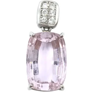 Pt･Pm900 クンツァイト・ダイヤモンド ネックレス/ペンダントトップ 17.66・0.15ct