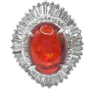 Pt･Pm900 ファイヤーオパール・ダイヤ 3.15・D1.04ct