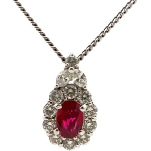 Pt900/Pt850 ルビー・ダイヤモンド ネックレス/ペンダントトップ 1.01・1.07ct
