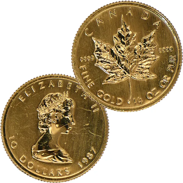 24金 (K24) メイプルリーフ金貨 1/4オンス 7.7g