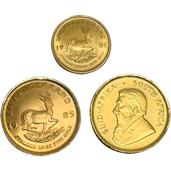 22金 (K22) 南アフリカ・クルーガーランド金貨1/4oz・1/10ozまとめ