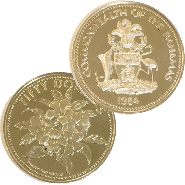 12金 (K12) バハマ50ドル金貨