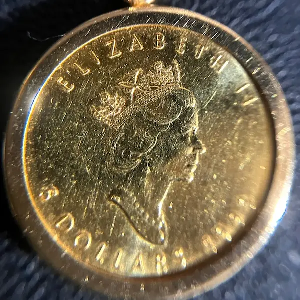 K24　メイプルリーフ金貨 ペンダントトップ　1/10oz　31.6g