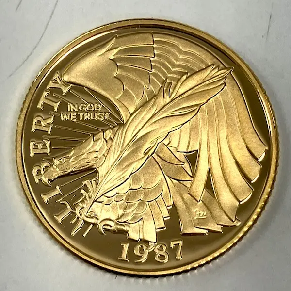 K21.6　アメリカ合衆国憲法起草200周年記念 5ドル金貨　8.3g