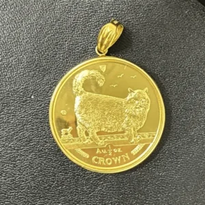 K24　マン島キャット金貨　ペンダントトップ　19.6g