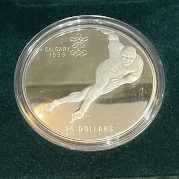 SV925　1988年カルガリー冬季オリンピック記念　20ドル銀貨　34g